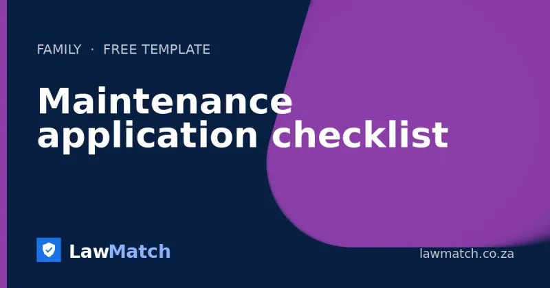 Maintenance application checklist